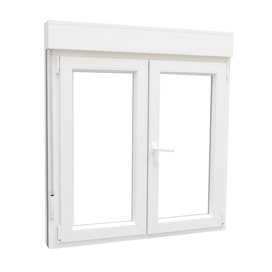 Ventana PVC 800x1155 Blanca Oscilobatiente Izquierda con Persiana Vidrio  Mate